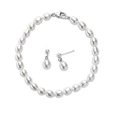 Child's Cultured Pearl Bracelet and Earrings Set, Sterling Silver