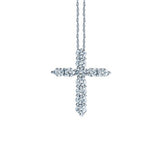 Shared Prong Diamond Cross Pendant, 14K White Gold