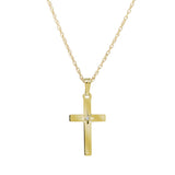 Classic Cross with Diamond, 1 Inch, 14K Yellow Gold