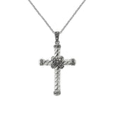 Twist Design Marcasite Cross Pendant, Sterling Silver
