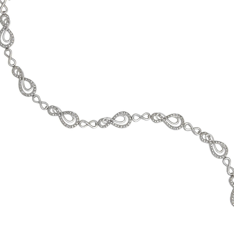 Figure Eight Link Diamond Bracelet, Sterling Silver