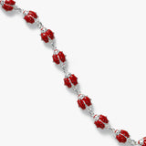 Red Ladybug Bracelet, Sterling Silver, 6.50 inches