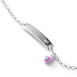 Baby's ID Bracelet with Dangling Heart, Sterling Silver, 5.50 inches