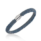 Light Blue Silk Bracelet, Sterling Silver