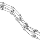 Five Strand Bead Bracelet, Sterling Silver with Rhodium Plating
