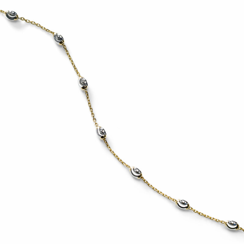 Oval Bead Ankle Bracelet, Sterling with 18K Yellow Gold Plating