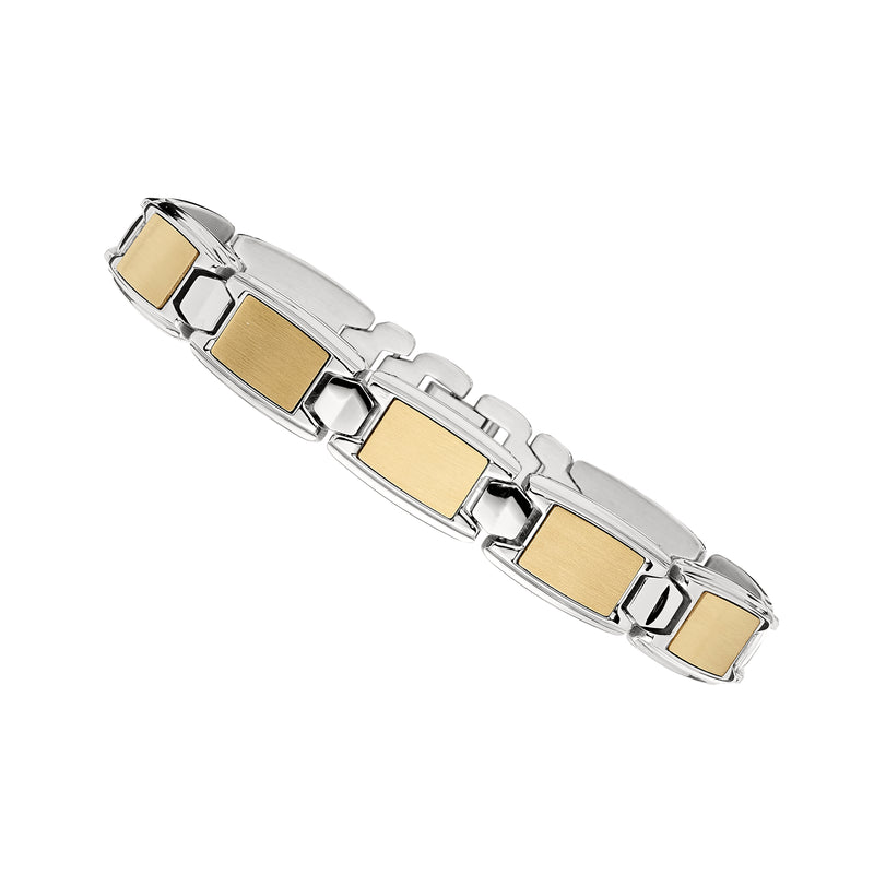 Gold Tone Link Men's Bracelet, 8.75 Inches, Stainless Steel