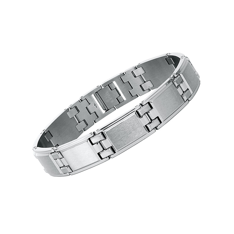 Satin Finish Link Men's Bracelet, 8.75 Inches, Stainless Steel