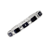 Black Enamel Men's Bracelet with Diamonds, 8.75 Inches, Stainless Steel