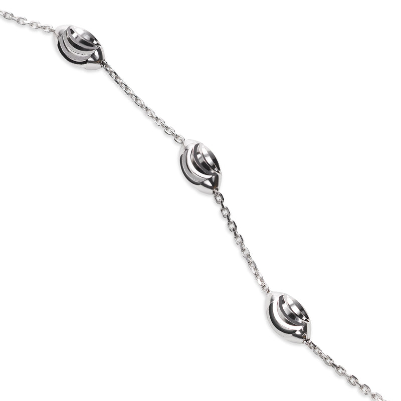 Oval Bead Bracelet, 8 Inches, Sterling Silver with Platinum Plating