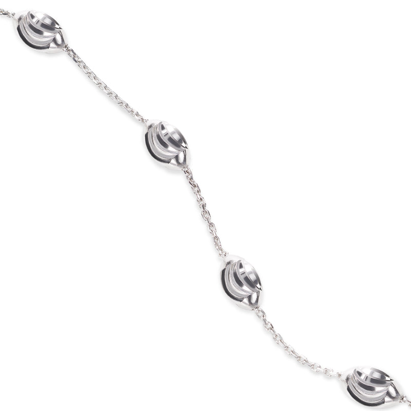Oval Bead Bracelet, 7 Inches, Sterling Silver with Platinum Plating