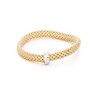 Popcorn Chain Bangle Bracelet, Sterling Silver with Yellow Gold Plating