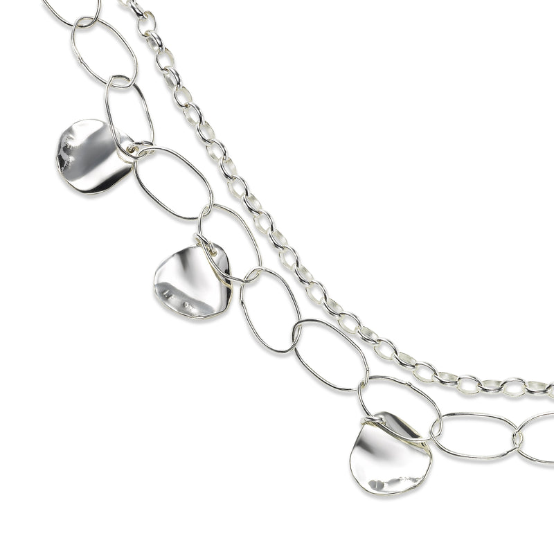 Double Chain and Dangle Bracelet, Sterling Silver