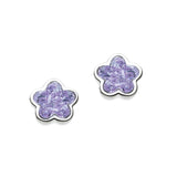 Purple Swarovski Crystal Flower Earrings, Sterling Silver