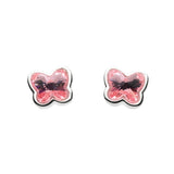 Pink Swarovski Crystal Butterfly Earrings, Sterling Silver