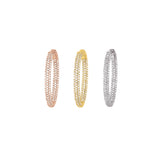 Pavé Set CZ Oval Hoop Earrings, Sterling Silver with Yellow Gold Plating