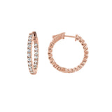 Inside Out CZ Hoops, 1 Inch, Sterling Silver with Rose Gold Plating