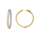 Inside Out CZ Hoops, 1.40 Inches, Sterling Silver with Yellow Gold Plating