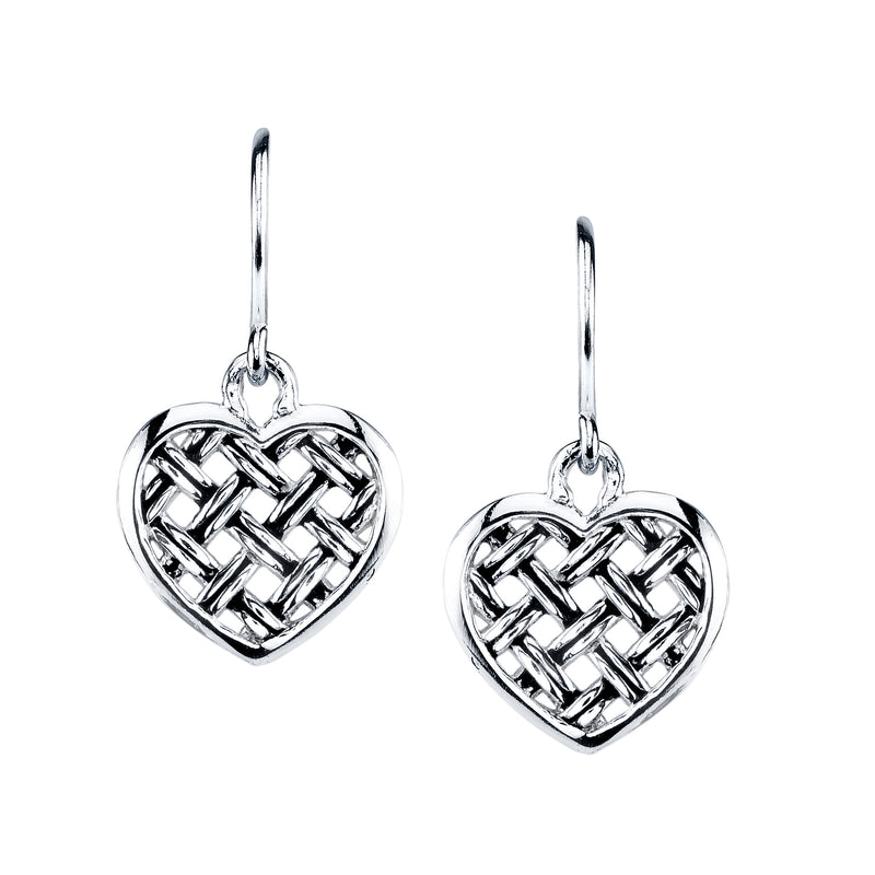 Mini "Love of the World" Heart Earrings, Sterling Silver