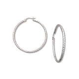 Textured Hoop Earrings, 1.75 Inches, Sterling Silver