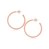Hoop Earrings, 1.25 Inches, Sterling Silver with Rose Sparkle Finish