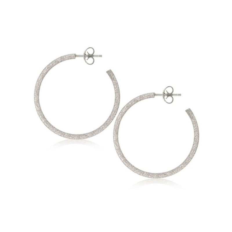 Hoop Earrings, 1.25 Inches, Sterling Silver with Sparkle Finish