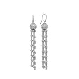 Bead Tassel Earrings, Sterling Silver with Platinum Plating