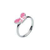Pink Enamel Butterfly Ring, Sterling Silver