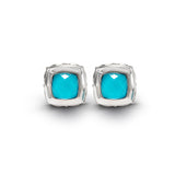 Turquoise and White Quartz Earrings, Sterling Silver