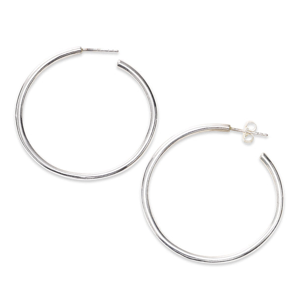 Large Open Hoop Earrings, 2 Inches, Sterling Silver | Silver Jewelry ...