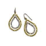 Pear Shaped Bead Dangle Earrings, Sterling and Yellow Gold Plating