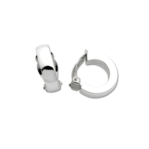 Medium Half-Hoop Non-Pierced Earrings, Sterling Silver