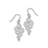 Swirl Design Dangle Earrings, Sterling Silver