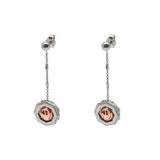 Octagonal Dangle Earrings, Sterling Silver with 18K Rose Gold Plating