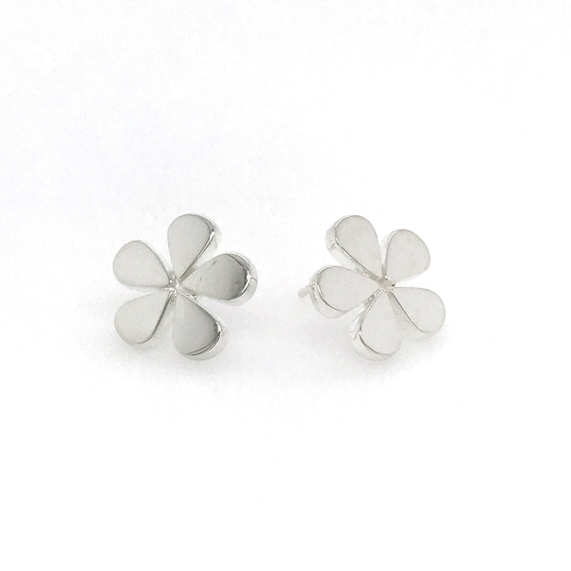 Flower Shaped Stud Earrings, Sterling Silver