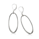 Large Open Oval Dangle Earrings, Sterling Silver