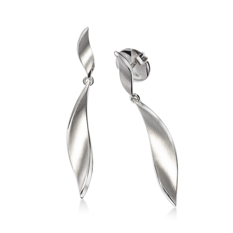 Twisted Leaf Dangle Earrings, Sterling Silver