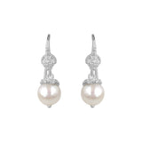 Freshwater Cultured Pearl and White Topaz Drop Earrings, Sterling Silver
