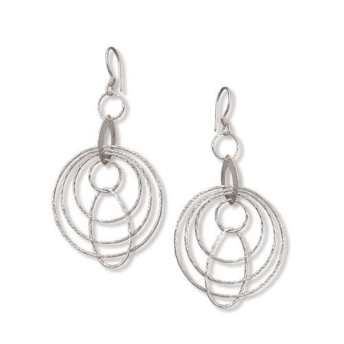 Multi Layer Circles Dangle Earrings, Sterling Silver