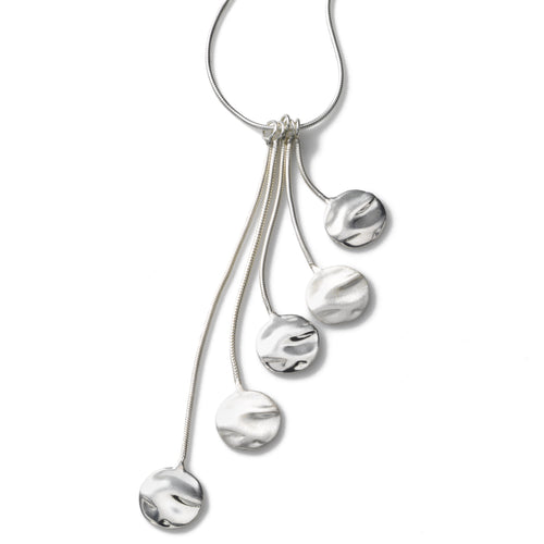 Dangling Discs on Snake Chain, Sterling Silver