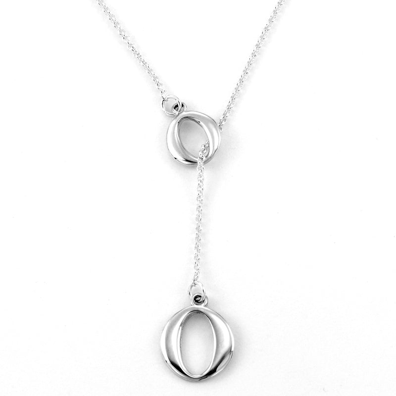 Double O Lariat Style Necklace, Sterling Silver, by Sharelli