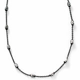 Oval Bead Station Necklace, Sterling Silver with Black Rhodium Plating