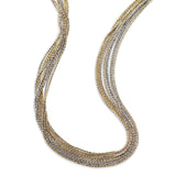 Two Tone Strand Necklace, Silver with Platinum and 18K Yellow Gold Plating