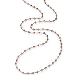 Round Bead Station Necklace, Sterling with Rose Rhodium Plating