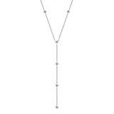 Lariat Style Bead Necklace, Gun Metal Finished Sterling Silver