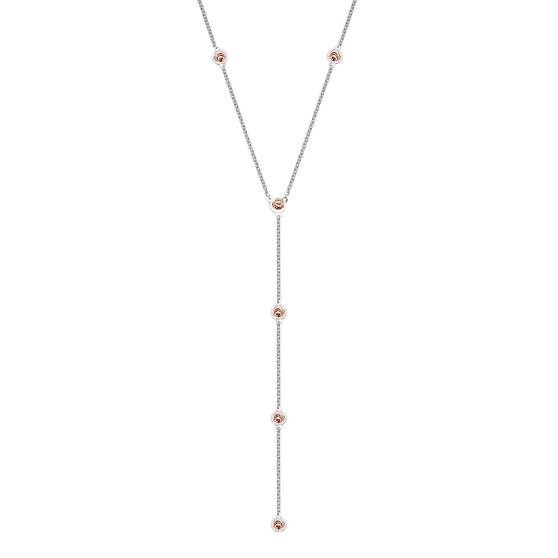Lariat Style Bead Necklace, Sterling with 18K Rose Gold Plating