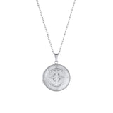 Engraved Compass Locket, Sterling Silver