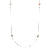 Two Tone Six Station Necklace, Sterling with 18K Rose Gold Plating