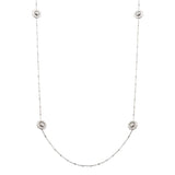 Six Station Necklace, Sterling Silver with Rhodium Plating