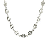 Matte Leaf Link Necklace, Sterling Silver